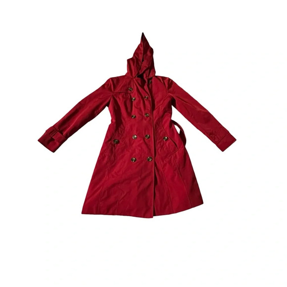 Liz Claiborne belted Light Weight Trench Coat Size Small Color Rumba Red - Picture 3 of 7